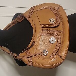 Vintage BRIGHTON Medium Camel Tan Leather Hobo Shoulder Bag